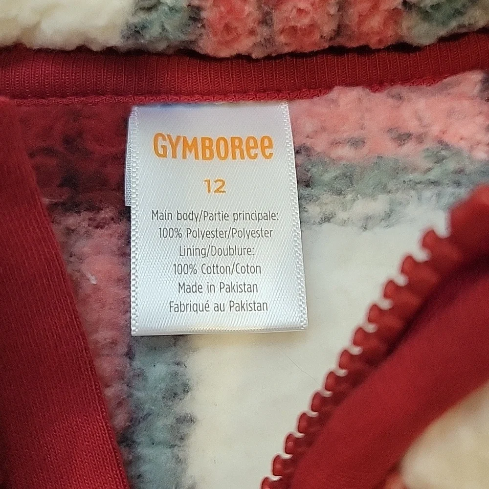 Gymboree Girls Plaid Sherpa Peplum Pullover, Christmas Cabin Size 12